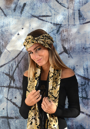 HEADBAND with scarf set 'Gold Panter'