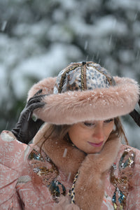 Winter hat 'PINK LEOPARD'